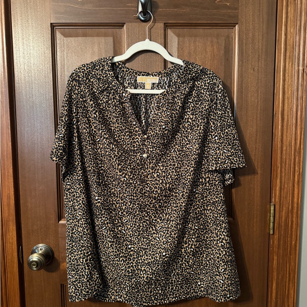 EUC Michael Kors Leopard Print Blouse